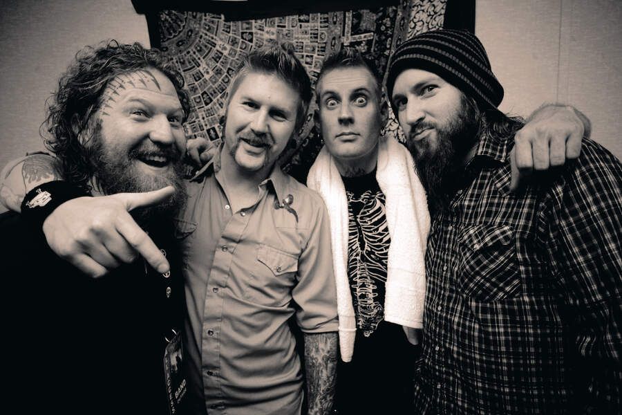 Mastodon pose backstage for a group portrait at the Masquerade during the Scion Rock Festival on February 28th, 2009 in Atlanta, United States.
