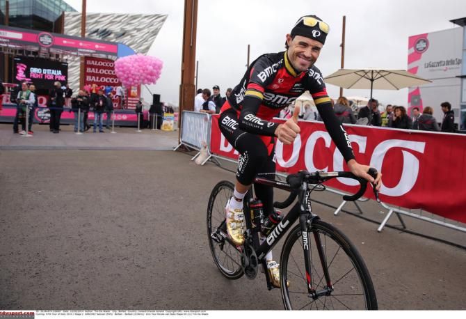 Samy Sanchez with some new gold highlights on his BMC kit in recognition of his 2008 Olympic gold medal