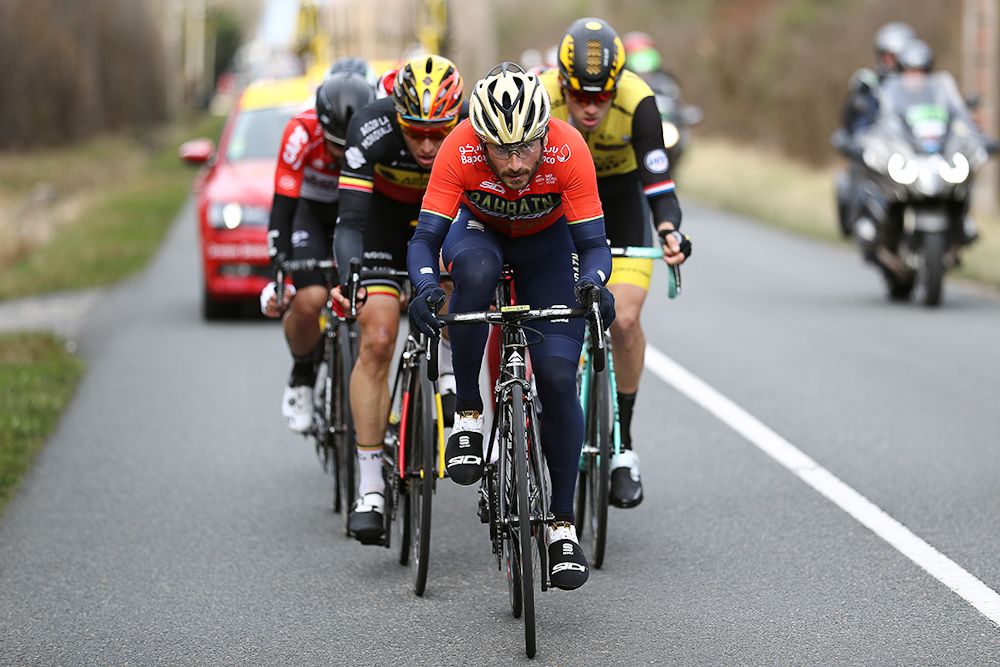 Manuele Boaro on the front of the stage 2 breakaway at Paris-Nice