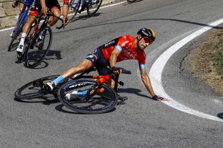 Mikel Landa crashes during stage 9 of the Giro d'Italia