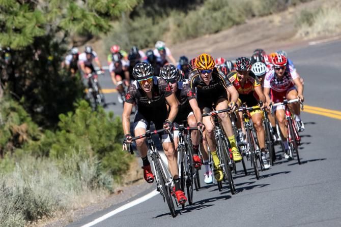 Bontrager at the front for the last bit of chasing.