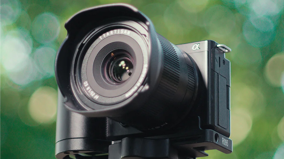 The TTArtisan AF 23mm f/1.8 mounted on a Sony camera