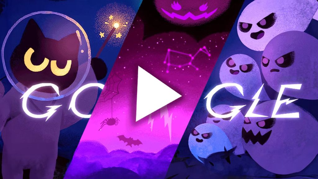 Fight space ghosts as an astronaut cat in spooky Halloween 2024 Google