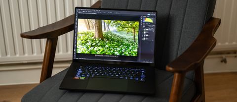 Asus ProArt P16 laptop on a wooden surface