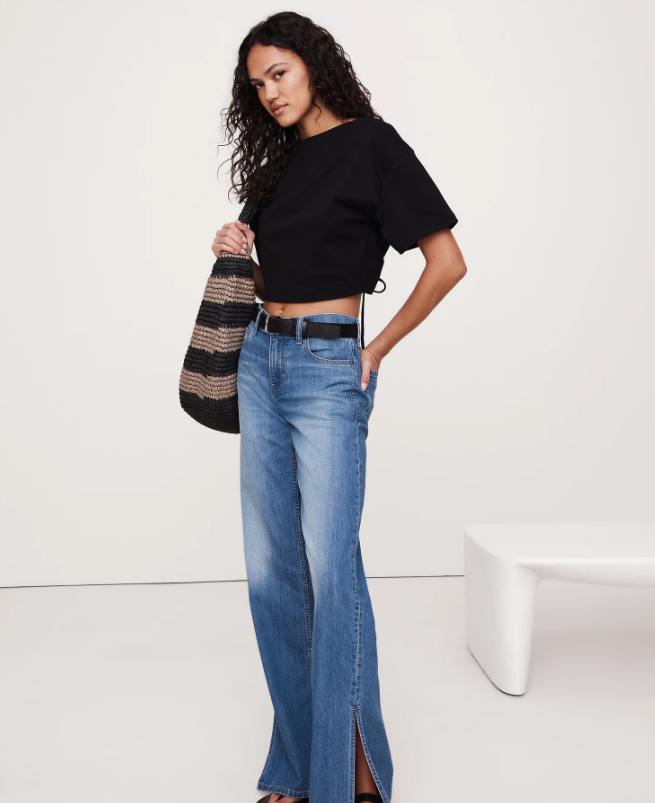 Banana Republic, The Icon Classic Mid-Rise Wide-Leg-Split-Hem Jeans
