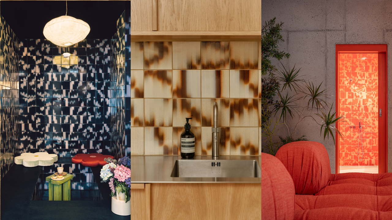 three different projects all using Palet's marble, blurred tiles 