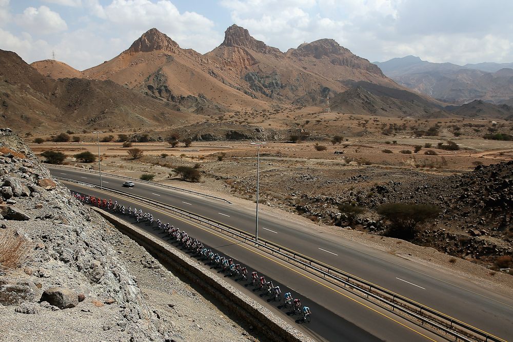 The peloton in action during stage 1 in Oman.