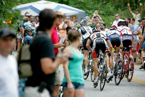 Fans were crowded in to watch at the top of the climb.