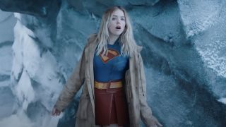 Milly Alcock's Supergirl in the Fortress of Solitude at the end of the 2025 Superman movie