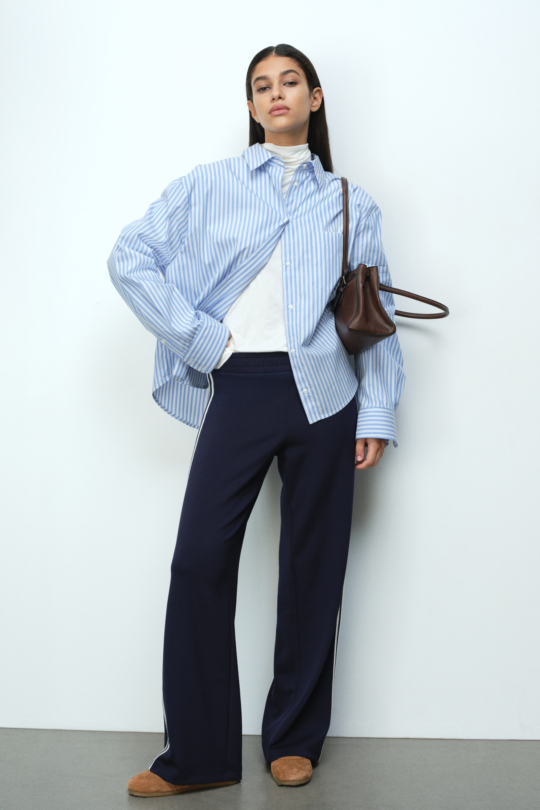 Oversized Poplin Shirt - Blue/striped
