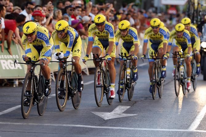 Tinkoff-Saxo during the team time trial at the Vuelta