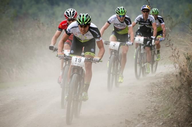 Julian Schelb at the front