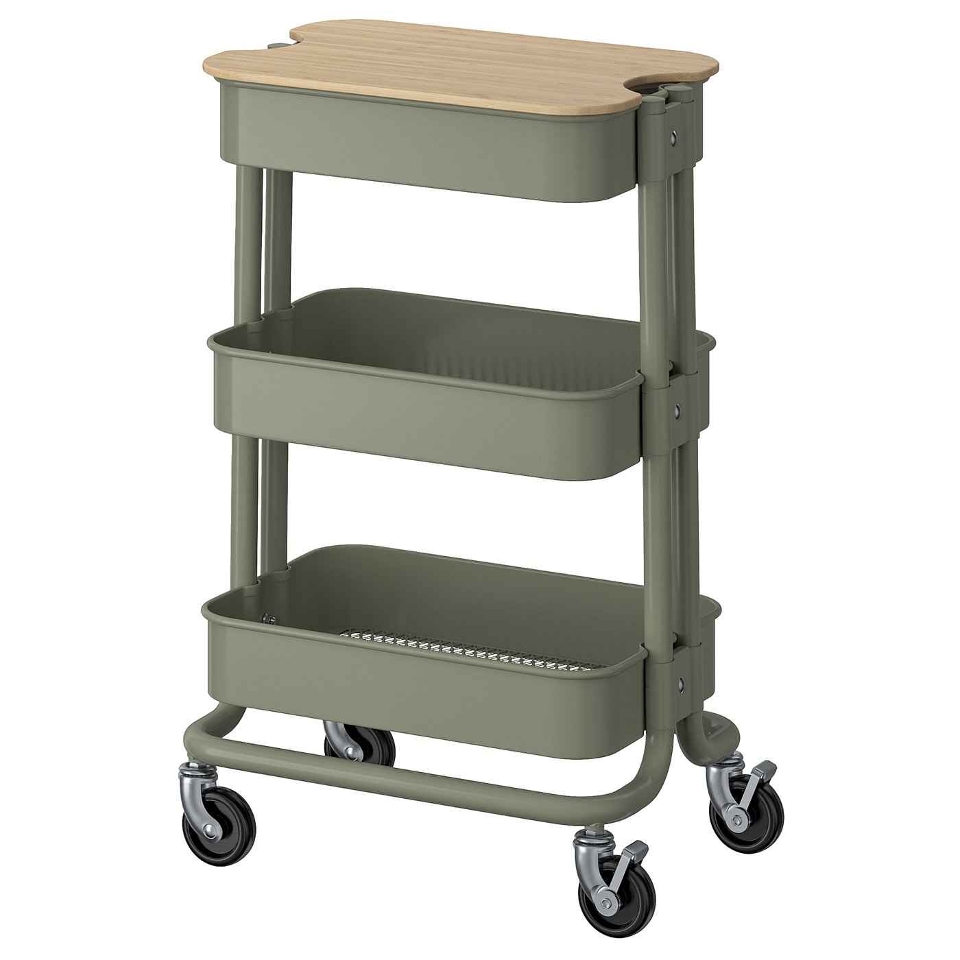 R&amp;Aring;skog / Norr&amp;Aring;va Trolley With Lid - Gray-Green 11x15x24 "