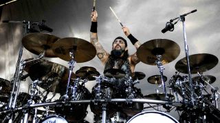 Dream Theatre’s Mike Portnoy behind his drumkit in 2009