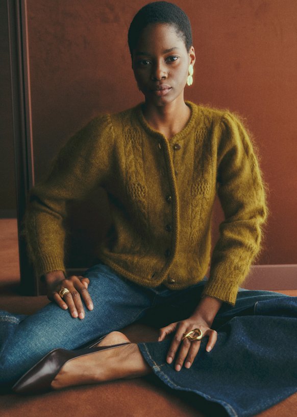 Evi Cardigan - Olive Green - Kid Mohair - Sézane
