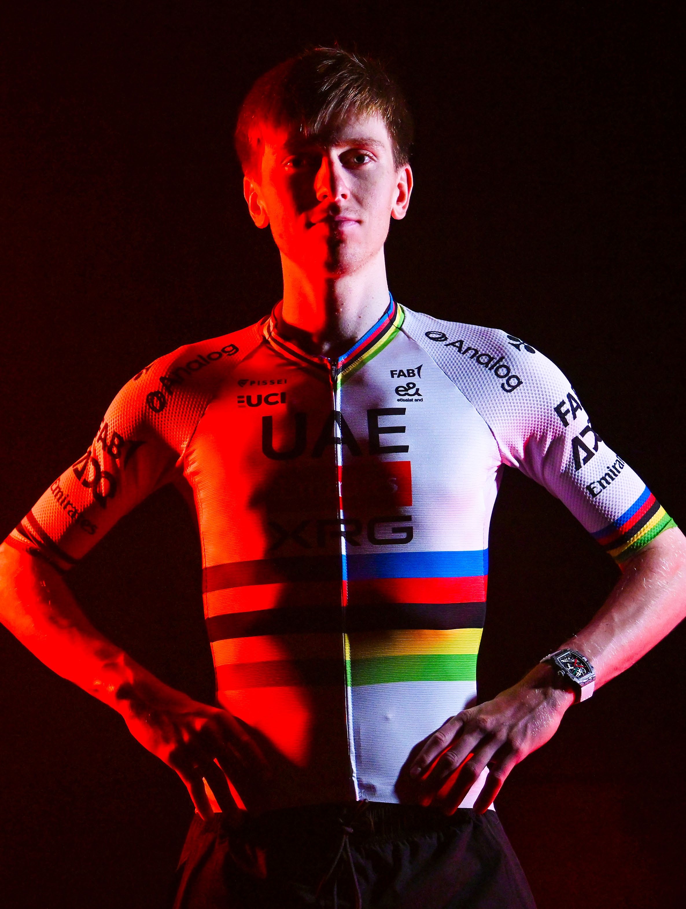 Tadej Poga&amp;#269;ar in his world champion&#039;s jersey