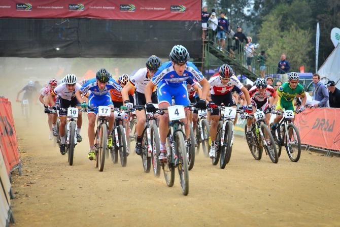 And they're off! Riders hurtled out of the blocks at the start of the men's under 23 cross country
