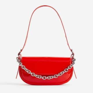 H&M red chain detail shoulder bag