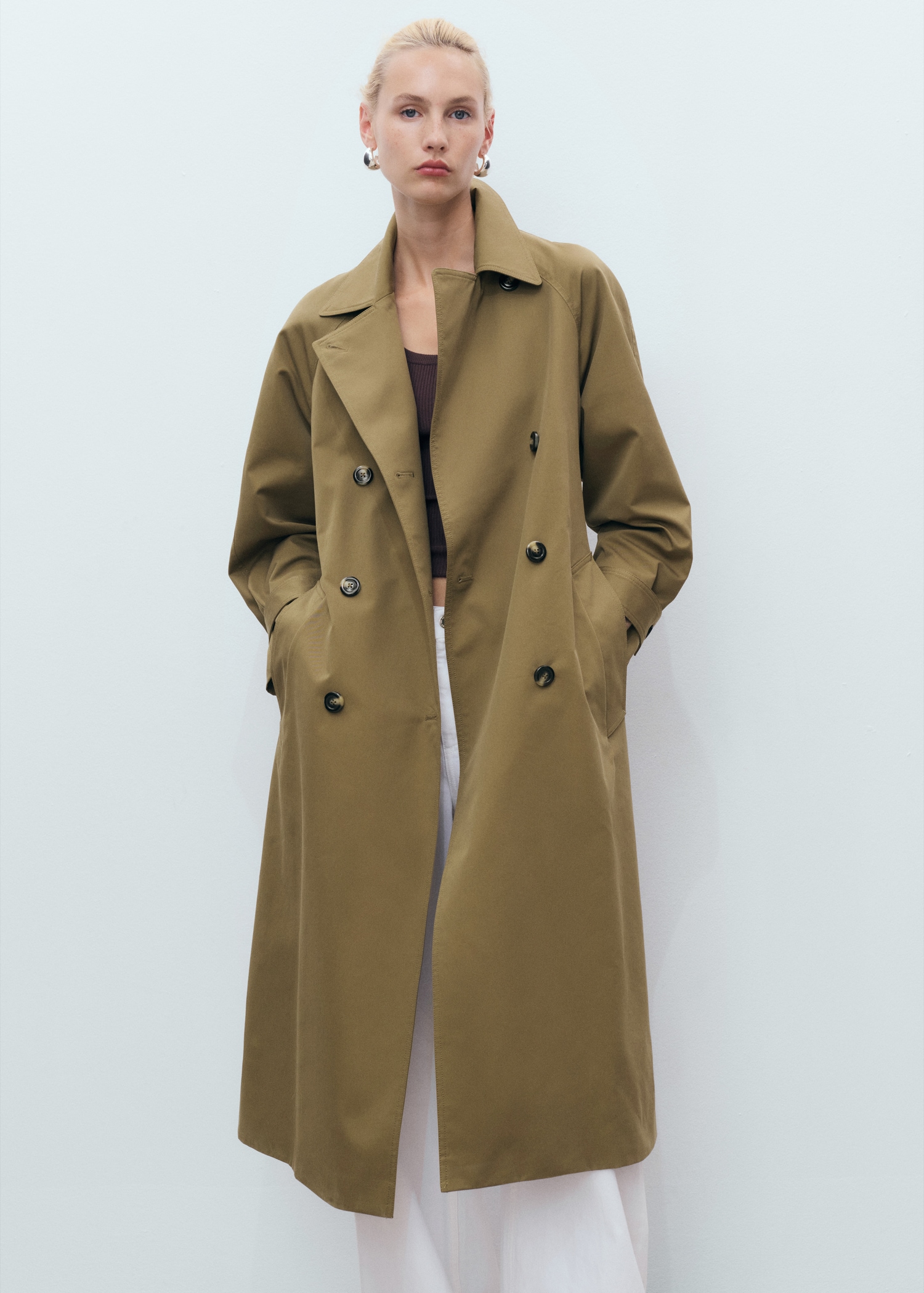Long Double-Breasted Trench Coat - Women | Mango United Kingdom