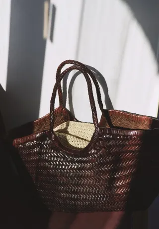 Hush, Kikapu Leather Weave Tote Bag
