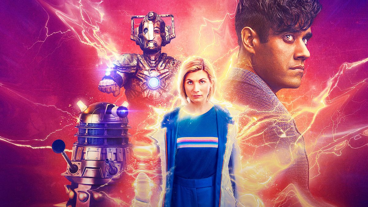 Jodie Whittaker as the Thirteenth Doctor and Sacha Dhawan as The Master in the show art for the Doctor Who Centenary Special: Doctor Who: The Power of the Doctor