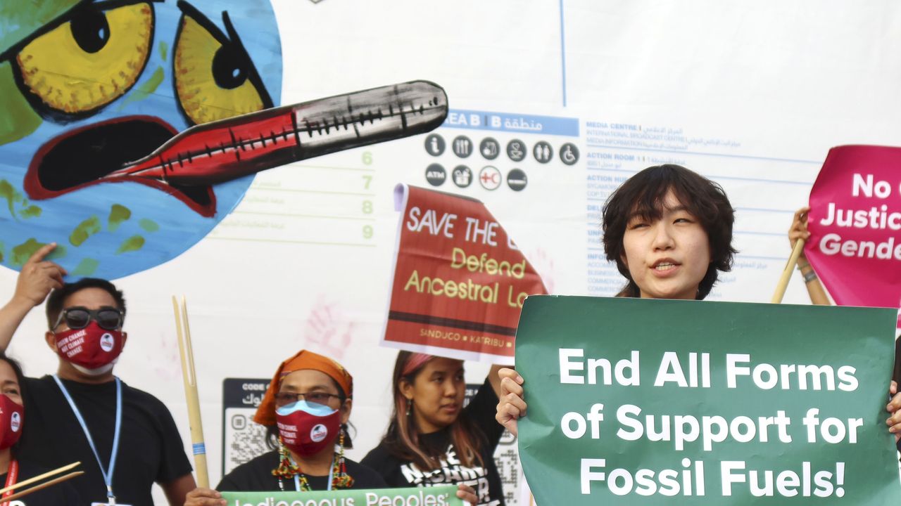 Climate activists protest outside the Cop27 climate summit