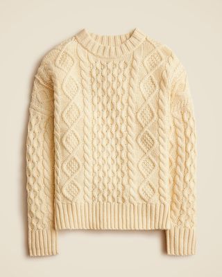 Oversized Cable-Knit Crewneck Sweater