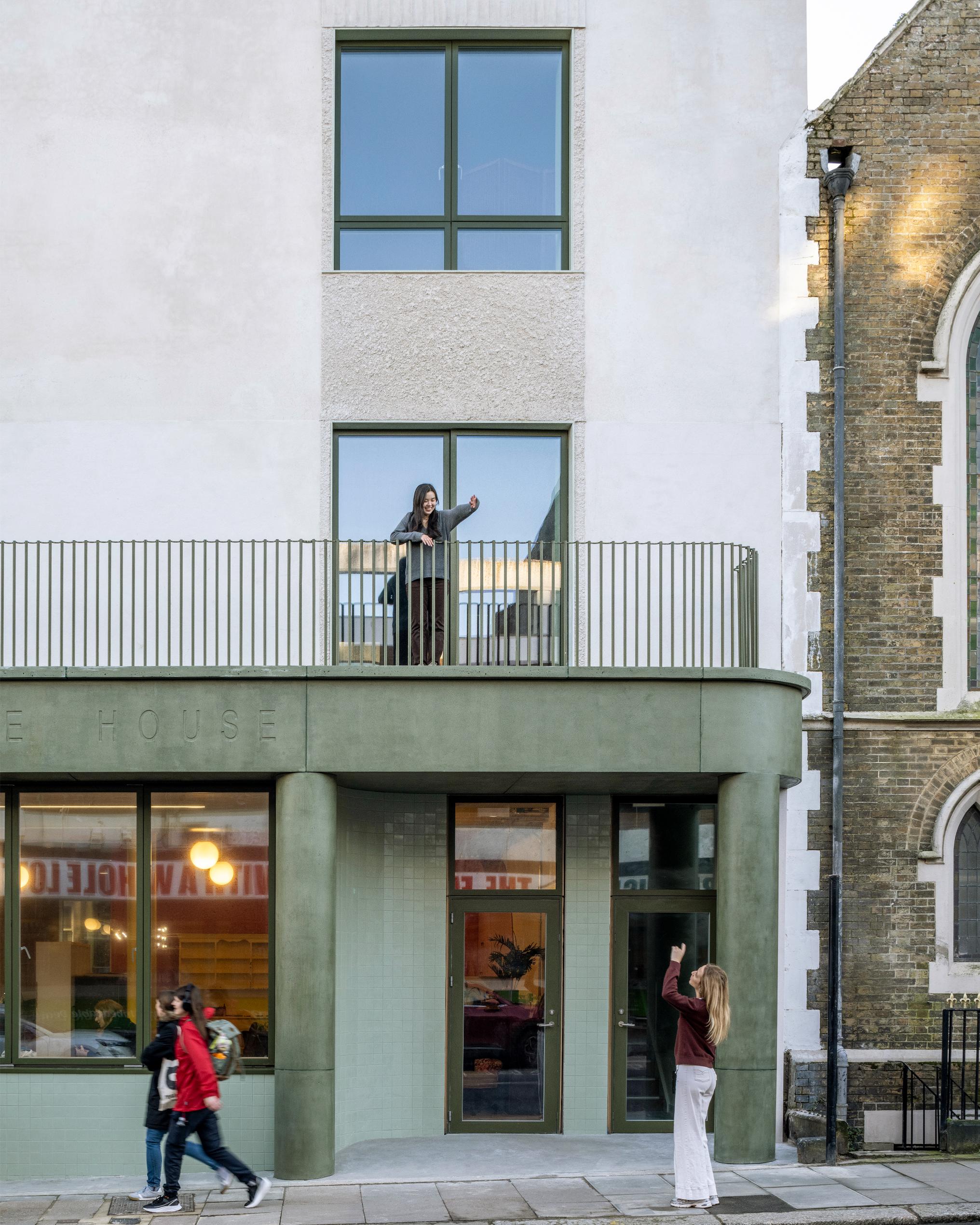 green lime render on youth club exterior