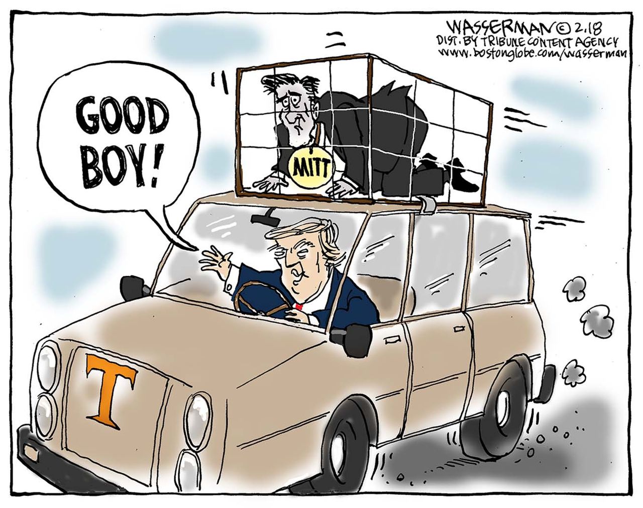 Political cartoon U.S. Mitt Romney Utah senate race Trump endorsement midterms