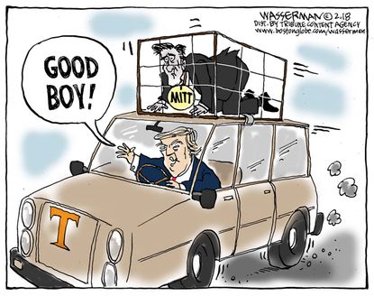 Political cartoon U.S. Mitt Romney Utah senate race Trump endorsement midterms