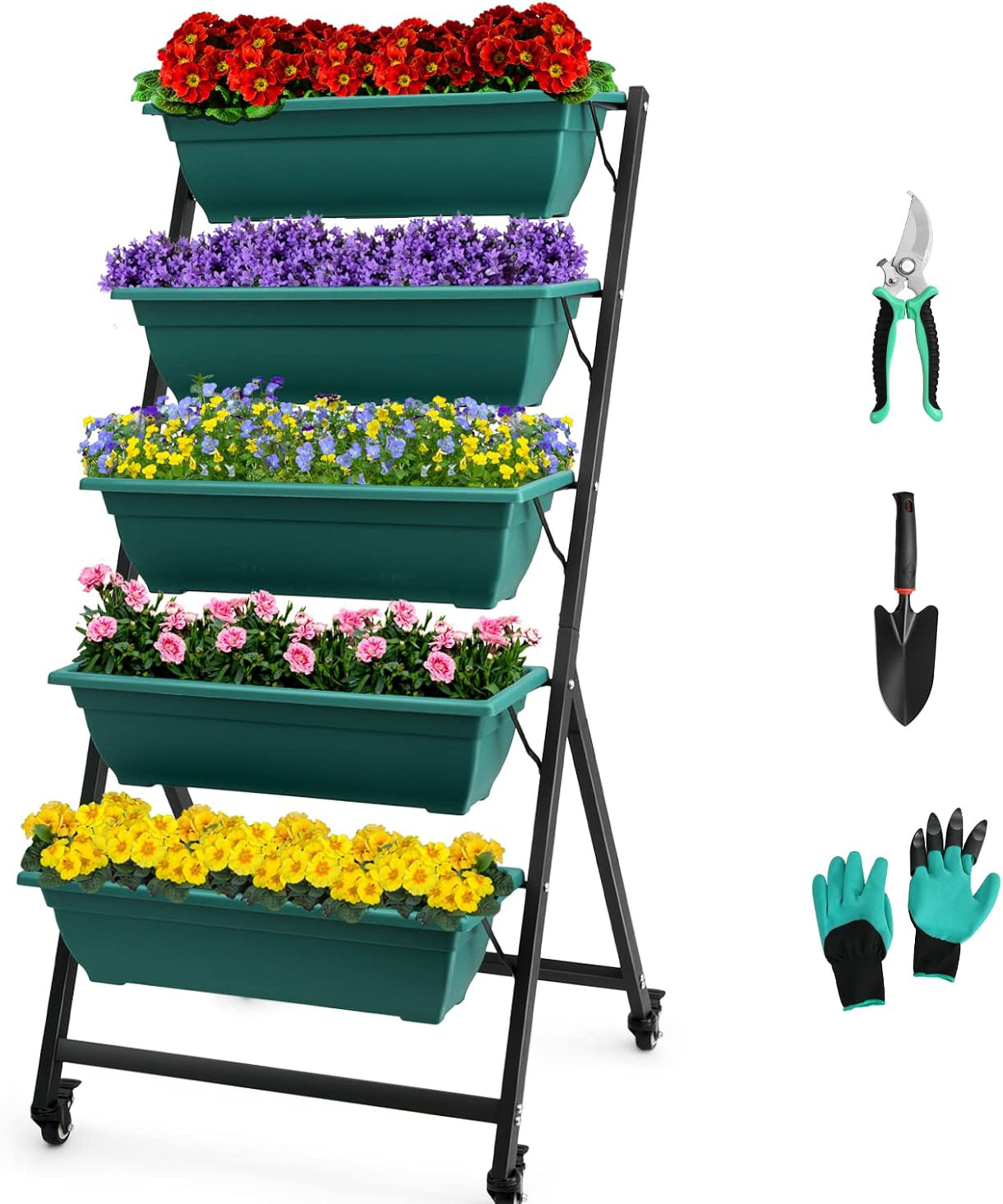 Edostory five-tier raised bed planter with wheels