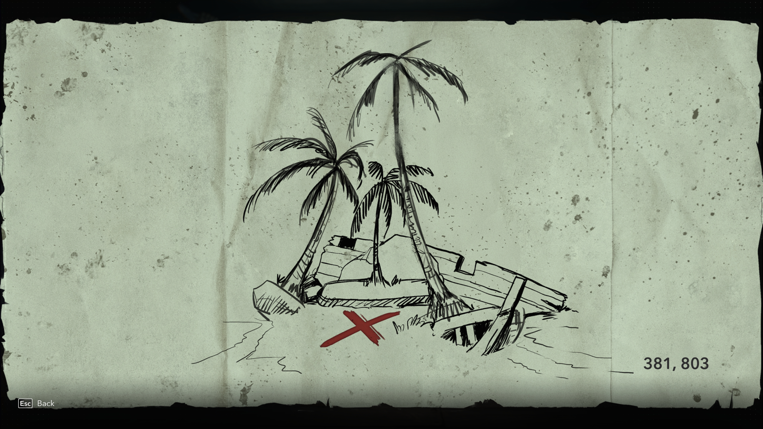 Black Flag treasure maps: A hand-drawn clue for the Florida (Tattered) treasure map.