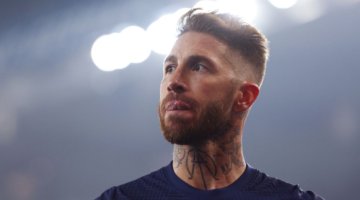 Sergio Ramos of PSG looks dejected after the UEFA Champions League last 16 match between PSG and Bayern Munich at the Parc des Princes in Paris, France on 14 February, 2023.