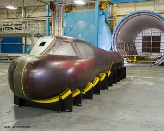 The body of the Dream Chaser orbital vehicle, recently manufactured by Lockheed Martin.