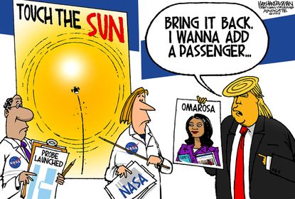 Political cartoon U.S. Trump Omarosa Manigault Newman Unhinged Nasa solar probe