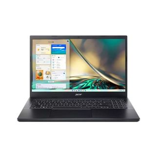 Acer Aspire laptop open with display showing Windows screen, on white background