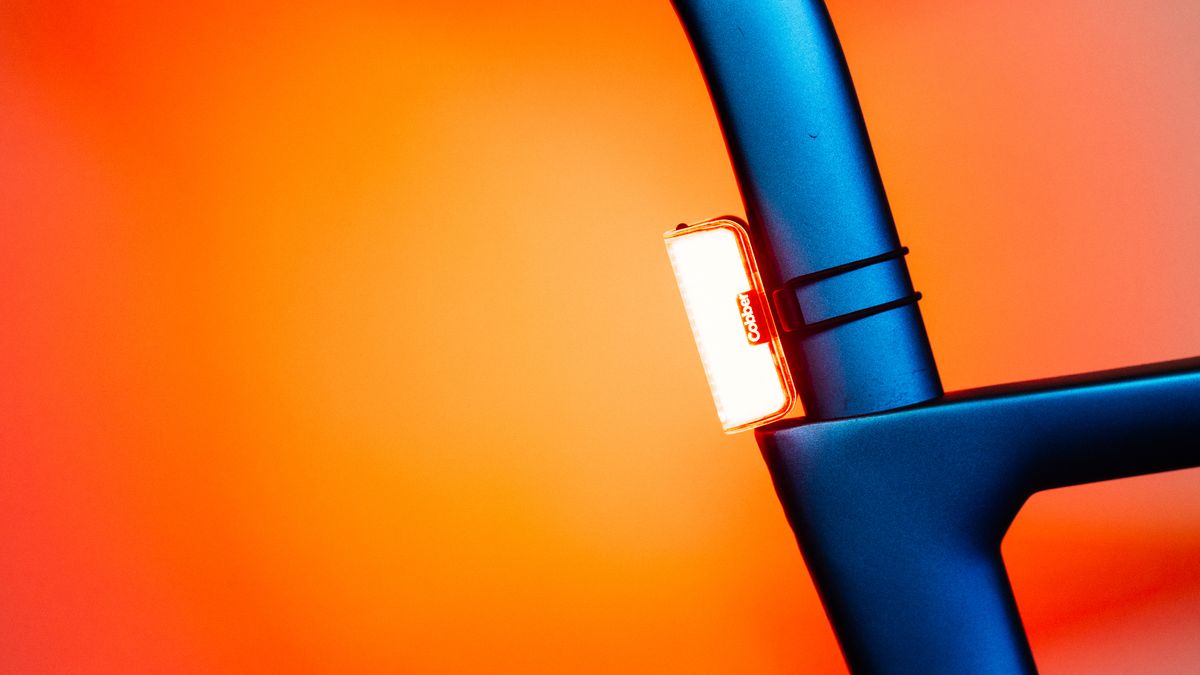 A close up of a bike light