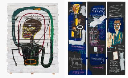 Jean-Michel Basquiat artworks, from the exhibition ‘Made on Market Street’ at Gagosian in Beverly Hills