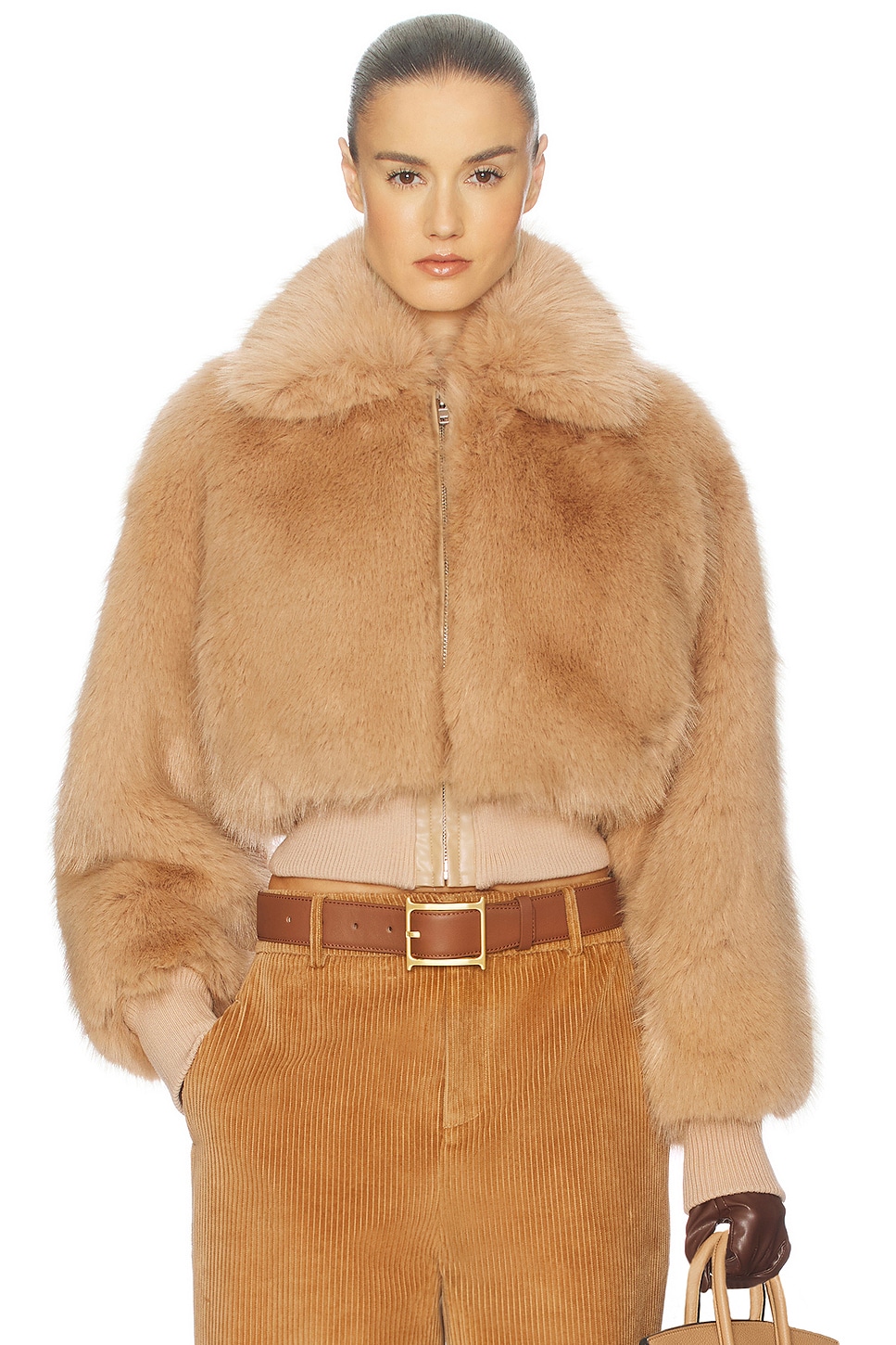 Helsa Faux Fox Bomber Jacket