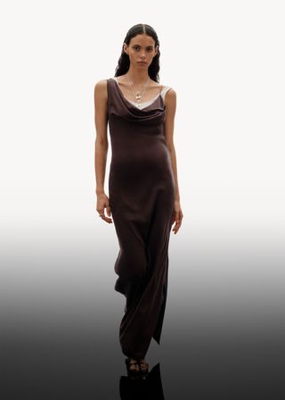 Draped Silk Midi Dress