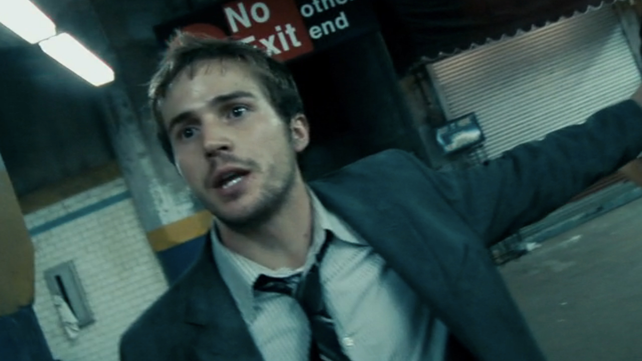 Michael Stahl-David panics in the subway in Cloverfield.
