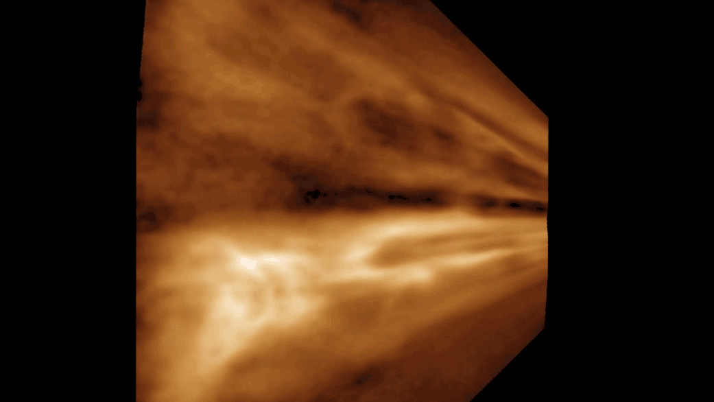 A gif showing flowing shimmering solar wind as it passes by.