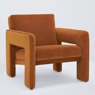 John Lewis Blocky Armchair, Caramel Velvet