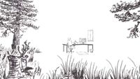 A 2D pencil drawing turned into a Blender scene