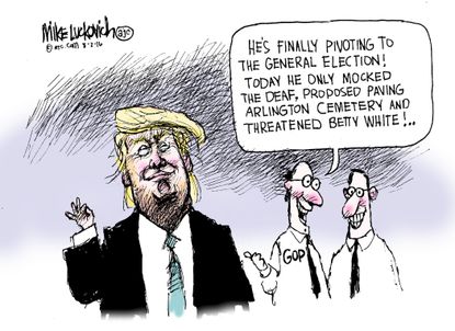 Political cartoon U.S. Trump in general election