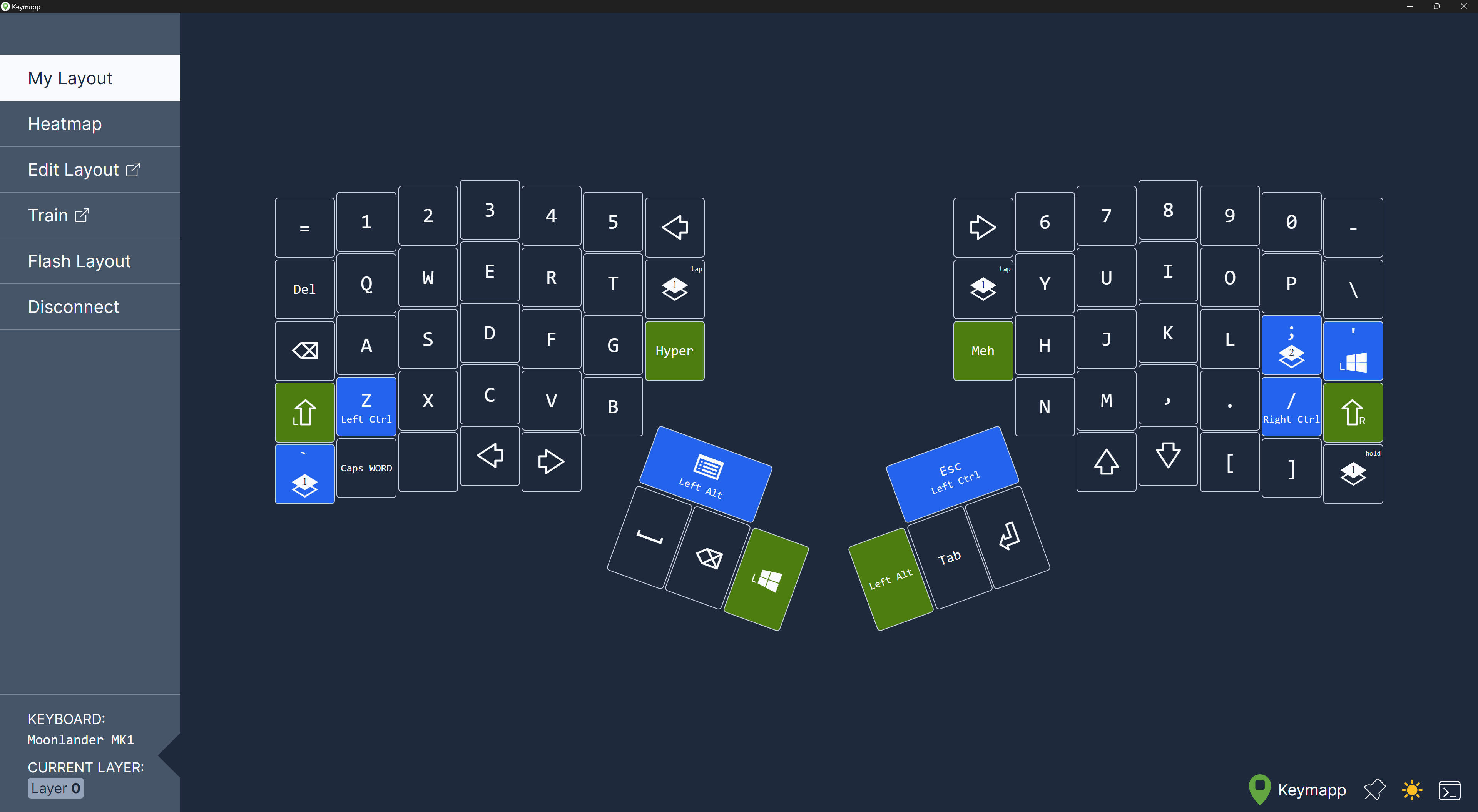 ZSA Keymapp application for ergonomic keyboards