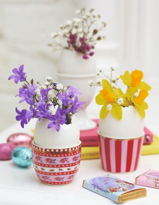 hollowed easter eggs with flowers