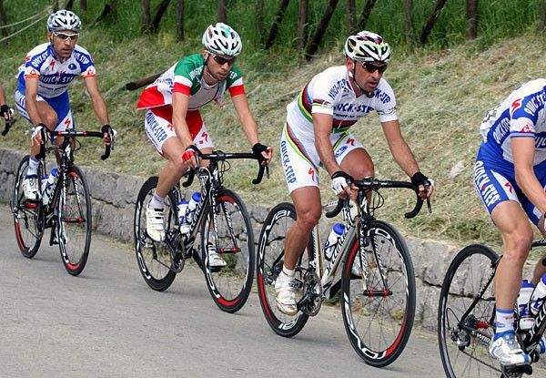 Paolo Bettini and Giovanni Visconti were struggling today.
