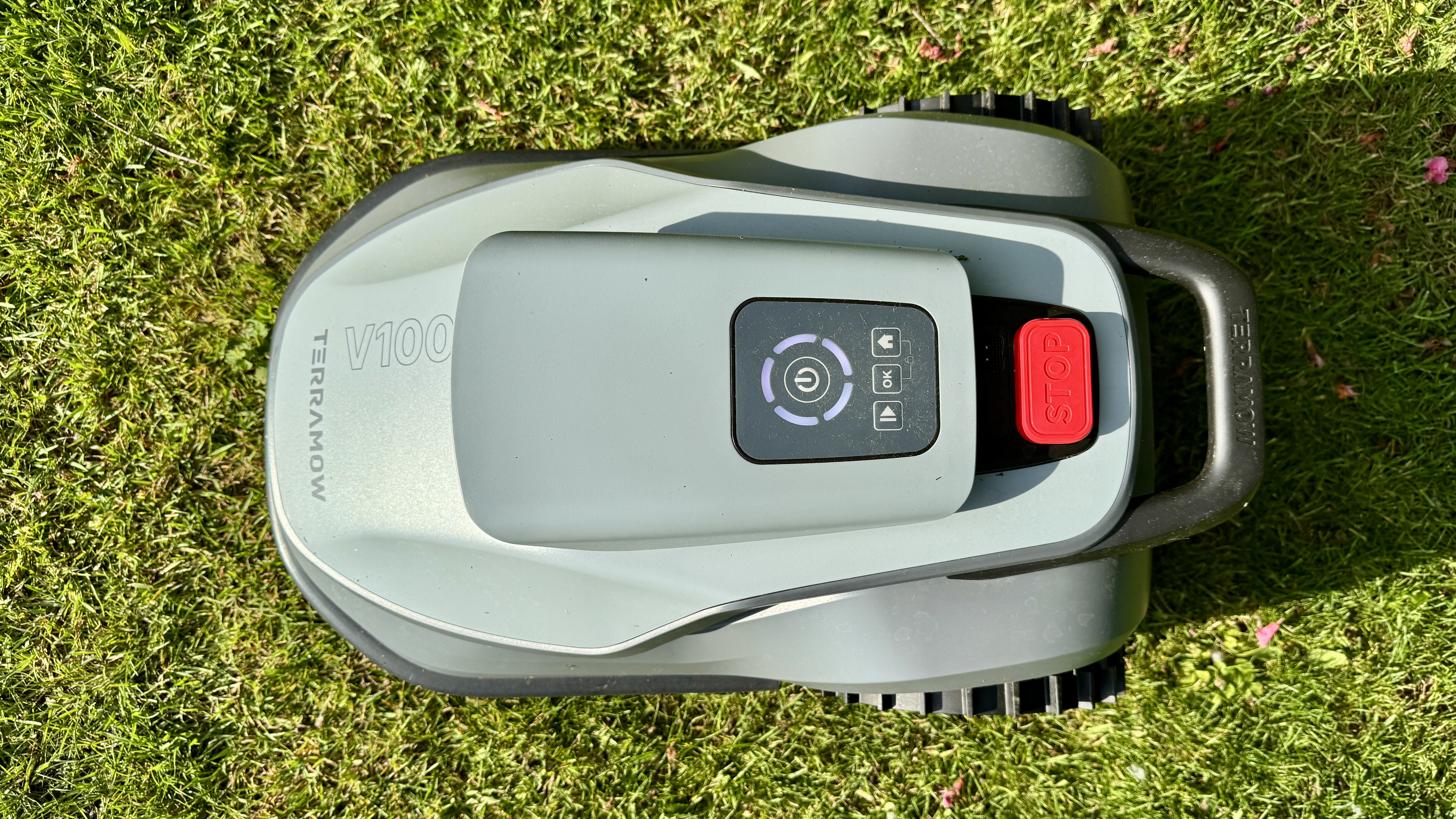 TerraMow V1000 at home on the lawn