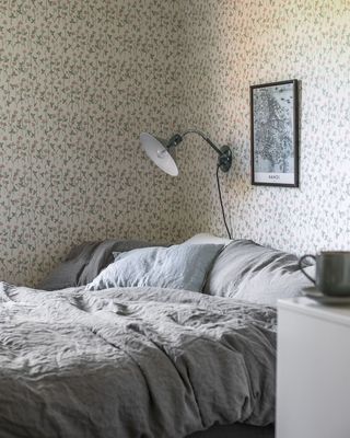 Scandinavian bedroom with Sandberg wallpaper